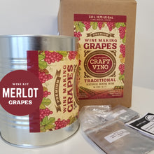 Load image into Gallery viewer, MERLOT GRAPES Premium Wine Kit – Merlot – Makes wine in 4 -5 weeks - CraftVino