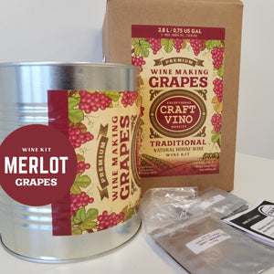 MERLOT GRAPES Premium Wine Kit – Merlot – Makes wine in 4 -5 weeks - CraftVino